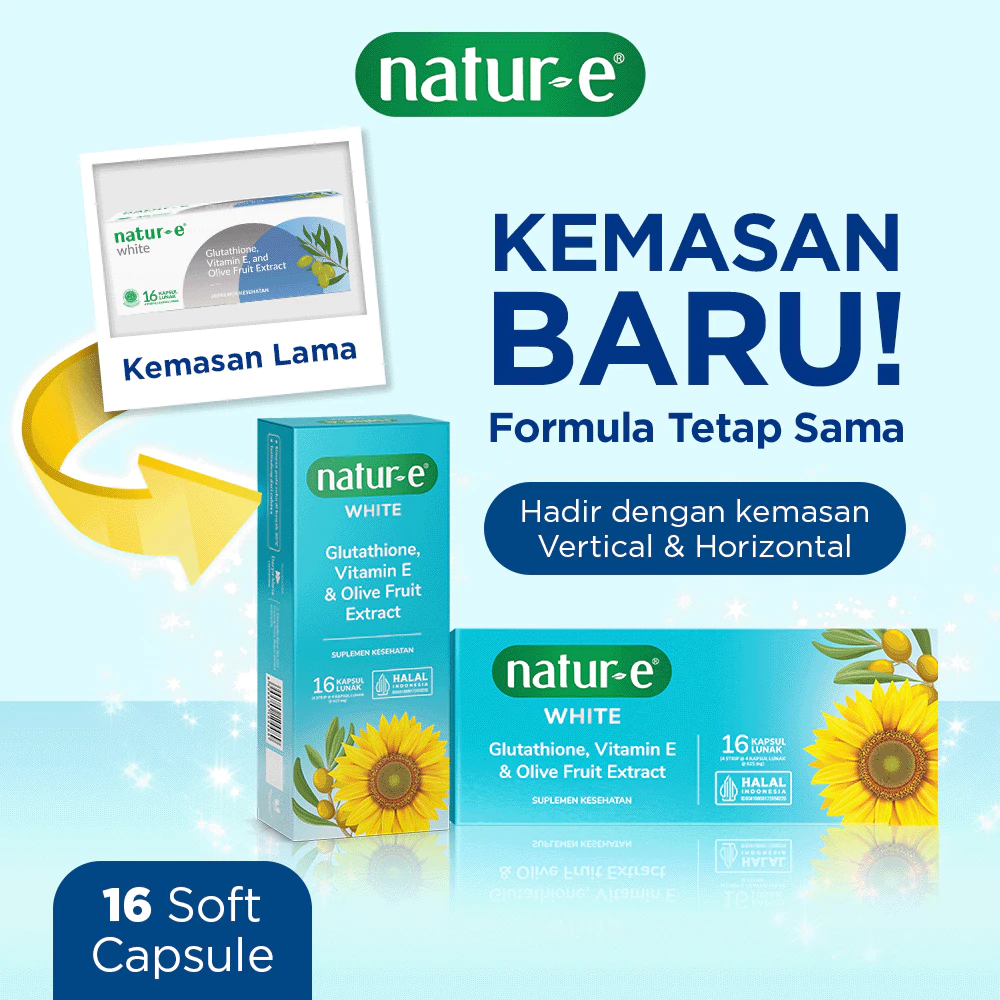 Natur-E White Soft Capsule 16s/32s - Natur E White 32 kapsul dengan Natural Vitamin E, Olive Extract & Glutathione - Membantu Memelihara Kesehatan Kulit - Gambar 3