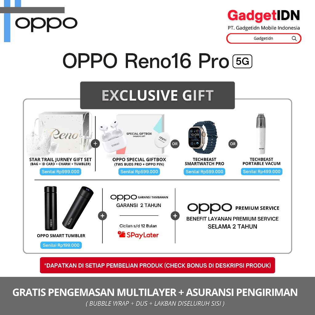 OPPO RENO 16 Pro 5G 12/256GB ( +12GB Extended RAM ) Garansi Resmi OPPO - Gambar 3