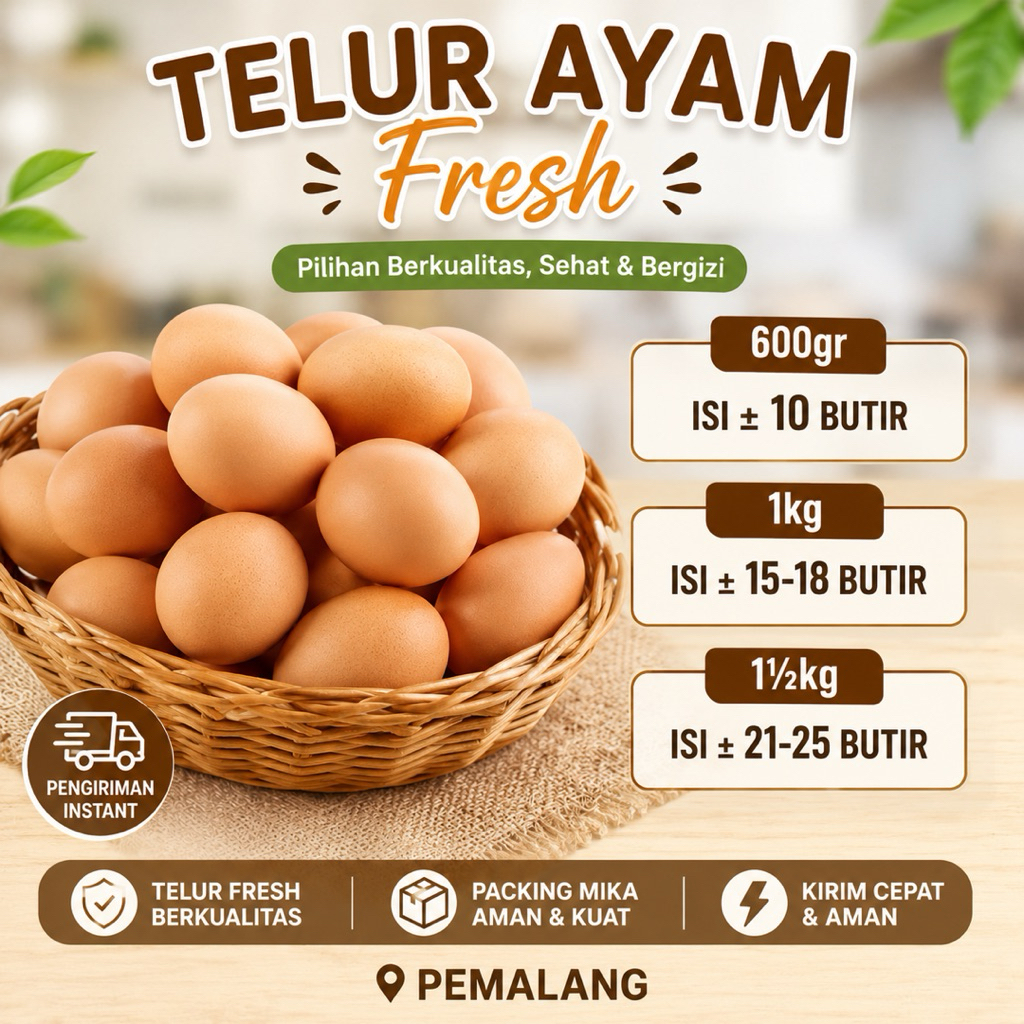 (INSTAN PEMALANG) Telur Ayam 1kg isi 15-18butir - Gambar 2