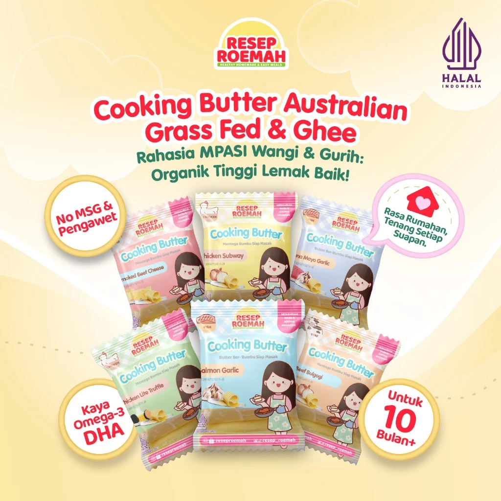 Cooking Butter Australian Grass Fed & Ghee By Resep Roemah - Butter Bumbu Organik Siap Masak Sumber Lemak Baik MPASI Rendah Laktosa