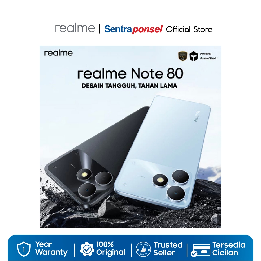 Realme Note 80 4GB/64GB 4GB/128GB Desain Tangguh - 6300mAh Baterai Proteksi ArmorShell Jaminan Lancar Hingga 48-bulan - IP54 - Garansi Resmi - Gambar 2