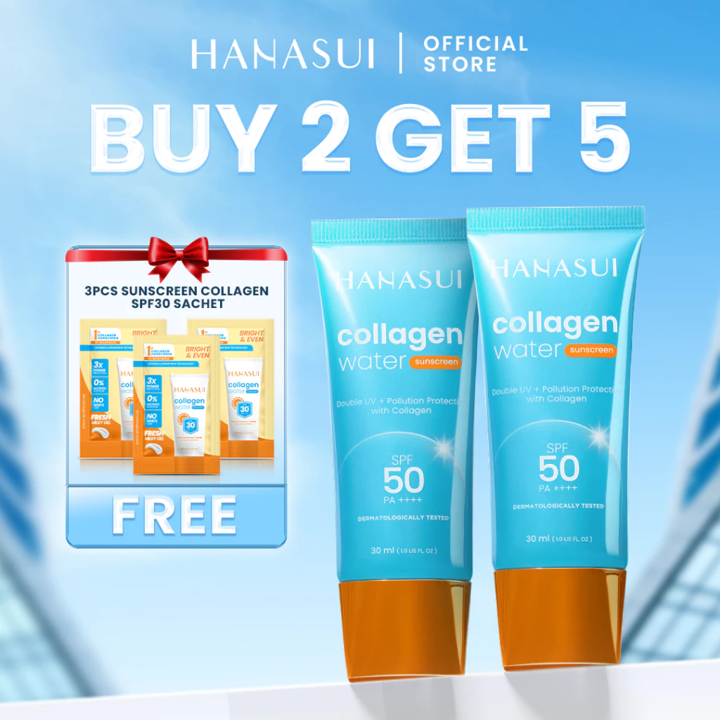 Hanasui Collagen Water Sunscreen SPF 50 - Ringan & Menenangkan Kulit No Whitecast Tidak Kusam Berminyak - Gambar 2