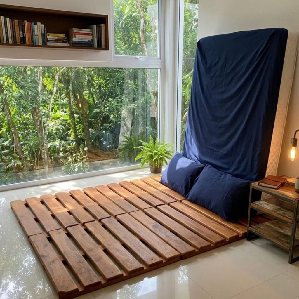 Dipan Palet Kayu Ukuran 200x200 cm Tinggi 4 cm Jati Perhutani Tahan Rayap Model Bongkar Pasang - senaly -