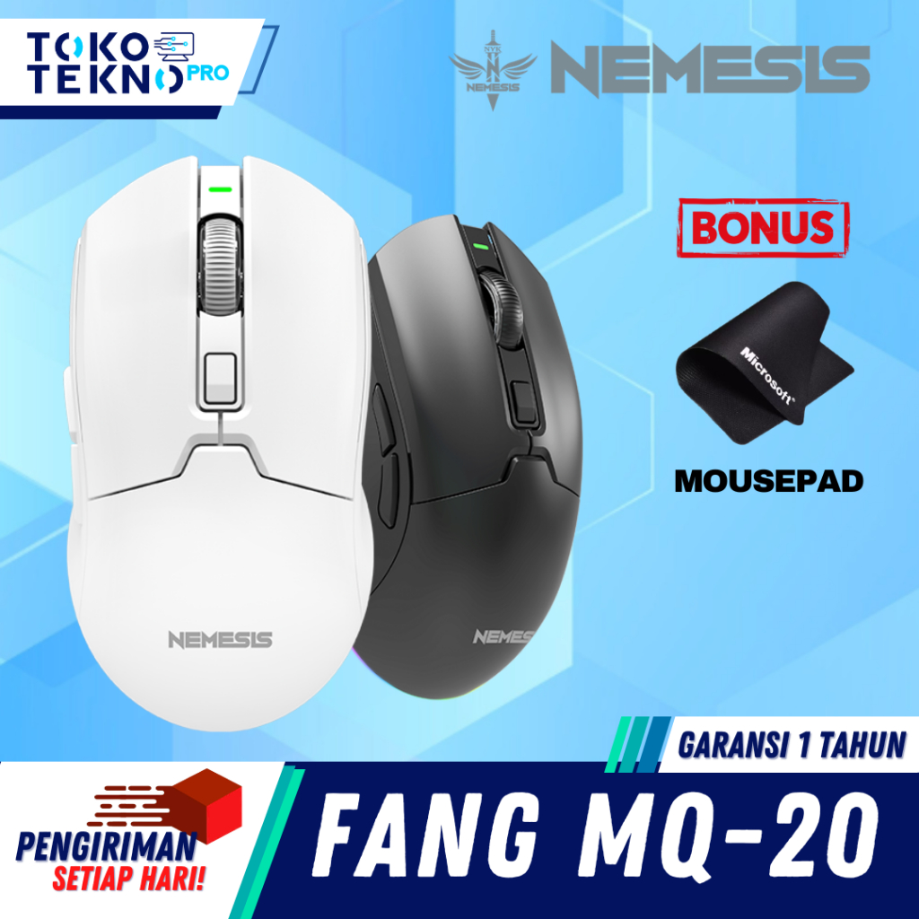 NYK Nemesis Fang MQ20 / MQ-20 Mouse Wireless Dual Mode Rechargeable Battery with Ambidex Design