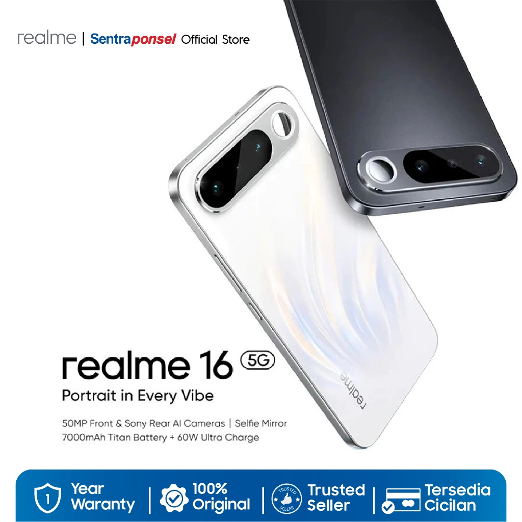 Realme 16 5G 8GB/256GB 12GB/256GB Air design 50MP Front & Sony Rear AI Cameras Selfie Mirror - Gambar 2