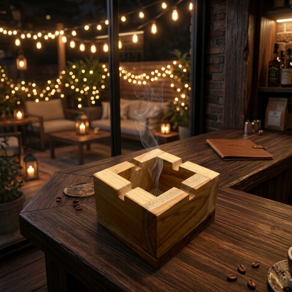 Asbak Kayu Jati Asli Souvenir Model Persegi Minimalis - senaly -