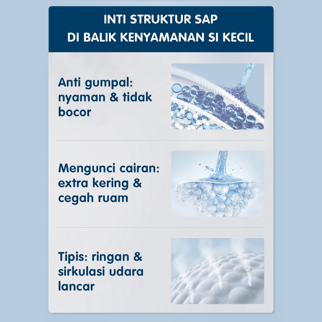 [1 PACK] MAKUKU SAP Diapers Slim Jumbo / Popok bayi Tipis SAP anti gumpal cepat kering sekali pakai NB52 - Gambar 3