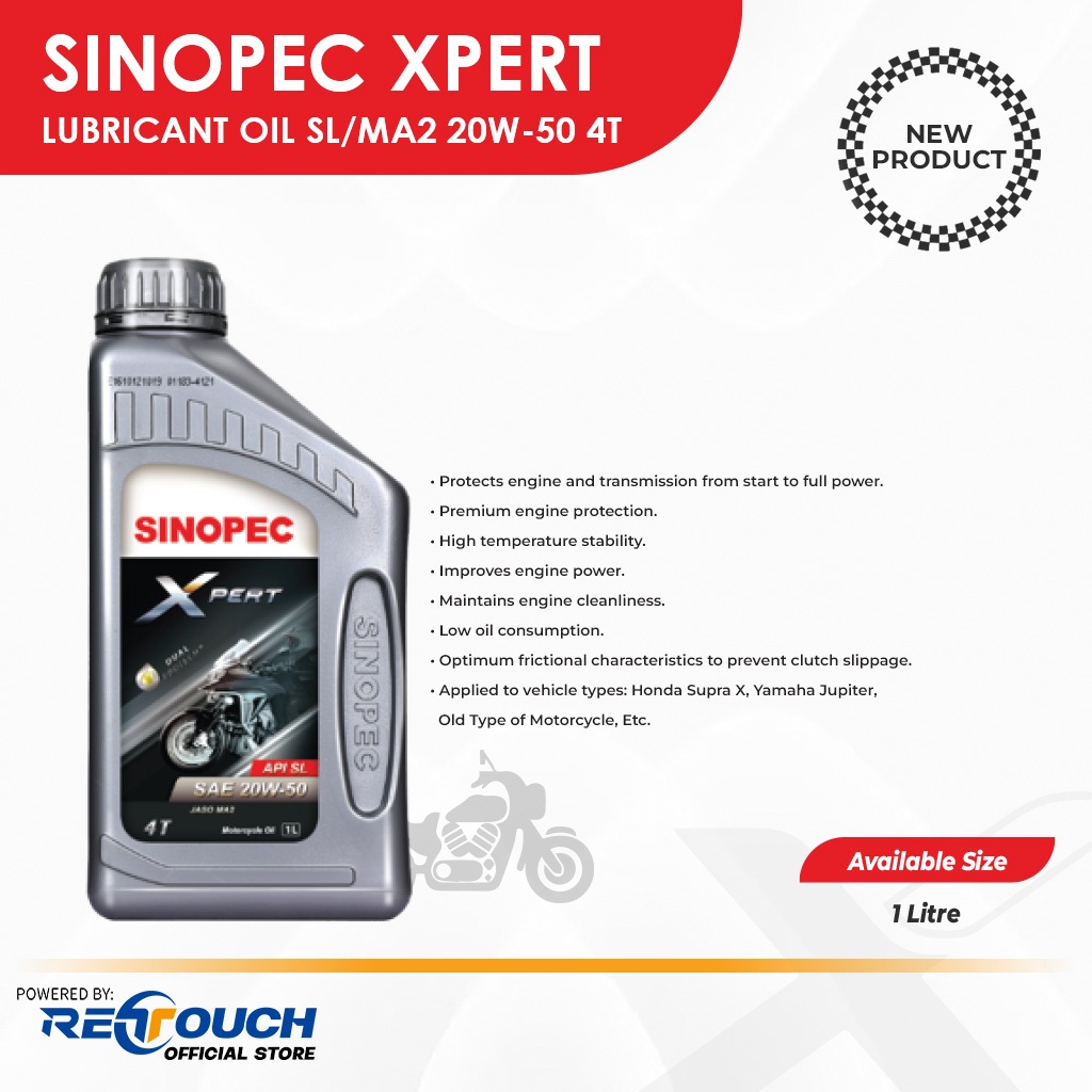 Sinopec Oli Motor 4T Asli Full Synthetic SN SL MA2 MB 5W-40 10W-40 10W-30 15W-40 20W-50 Oli Mesin Matic B3b3k Sport 0.8L 1L Halus Irit BBM - Gambar 2