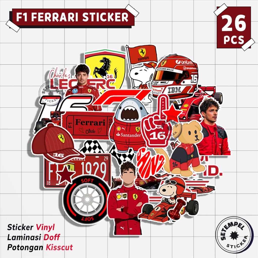F1 FERRARI Sticker Pack 26pcs | F1 ferrari vinyl sticker | Shopee Singapore