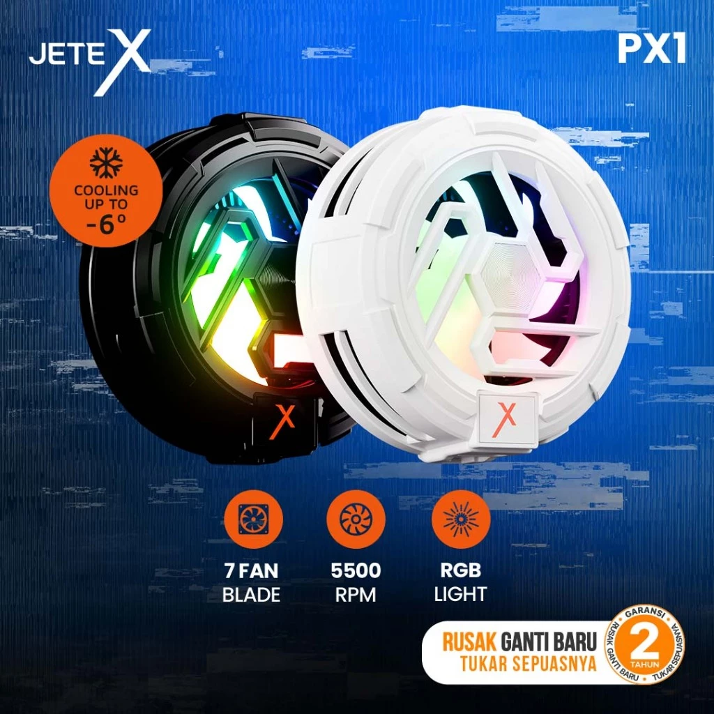 Pendingin HP JETE PX1 Magnetic dan Klip Cooling Peltier Gamepad Gaming Kipas Game Silent Anti Panas RGB Portable Radiator Fan Cooler with digital display - Gambar 2
