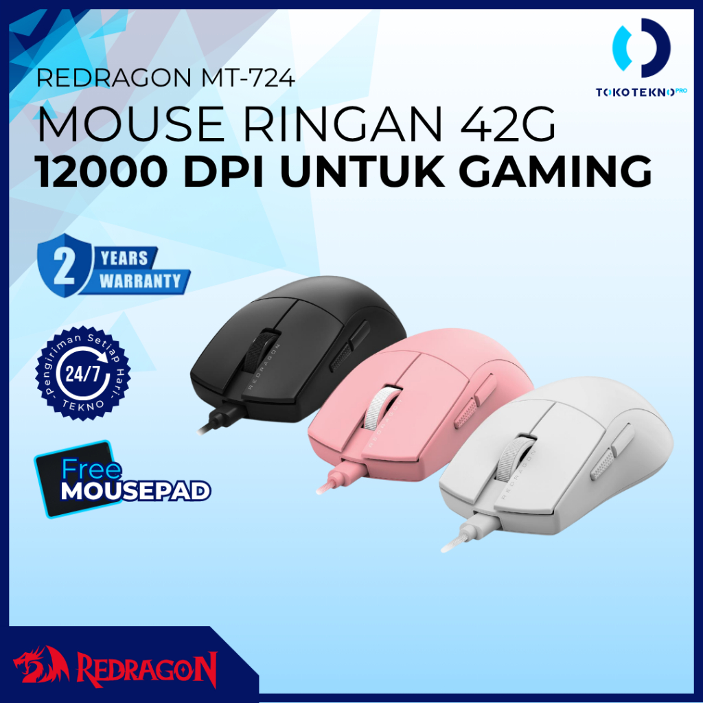 Redragon K1NG M724 / M-724 Wired Optical Gaming Mouse Ergonomic 42g Ultra-Light