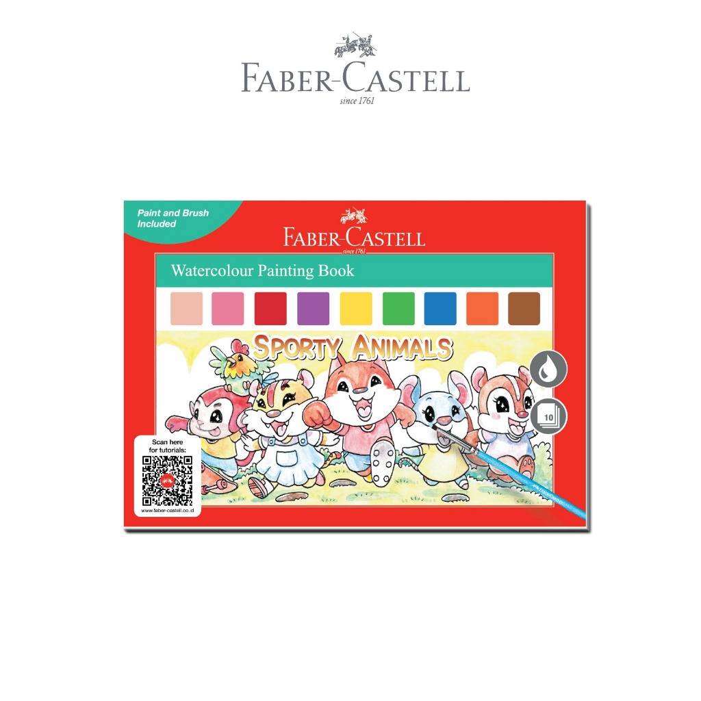 Faber-Castell Watercolour Painting Book Buku Mewarnai Cat Air Anak Set Lengkap Free Kuas - Gambar 3