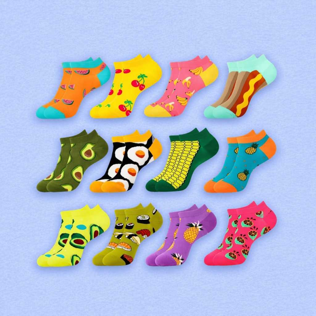 ZEBALTA - Kaos Kaki Pendek Mata Kaki Motif Wanita Random