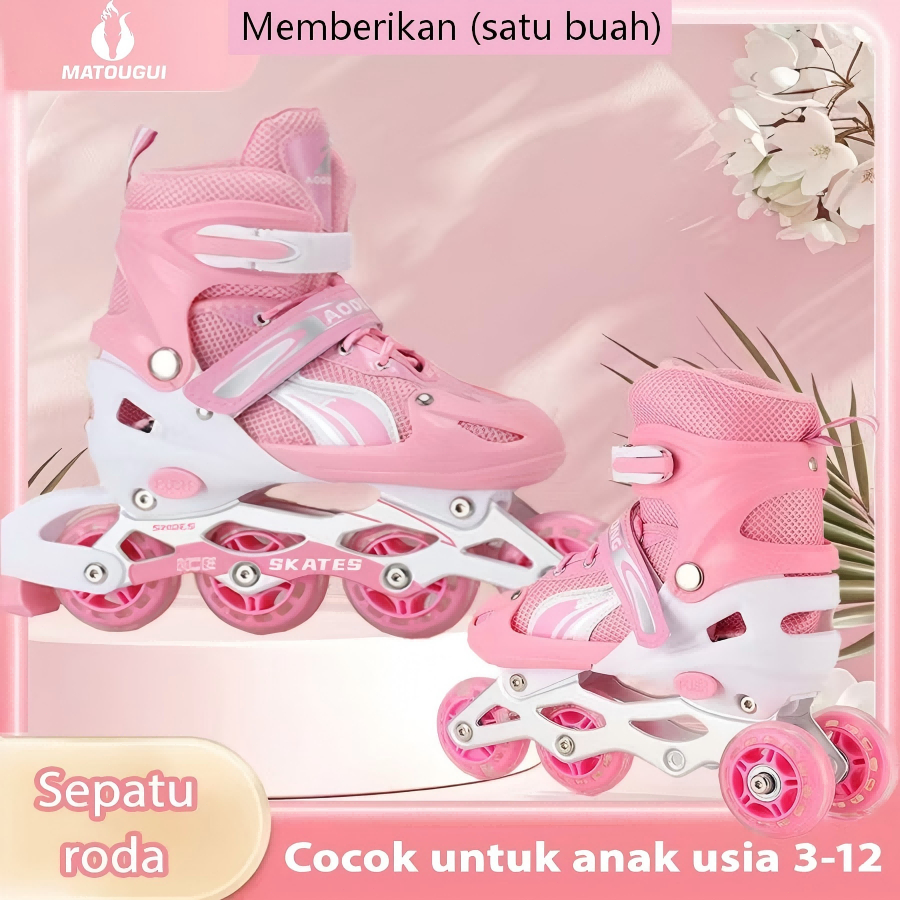 MATOUGUI sepatu roda/sepatu roda Oxelo/Sepatu anak-anak terbaru tahun 2026 dengan lampu LED, lampu kedip/tidak licin/anti goyang/lnline skate/star/ukuran dapat disesuaikan/pu/gaya bajaj/mode skateboard - Gambar 4