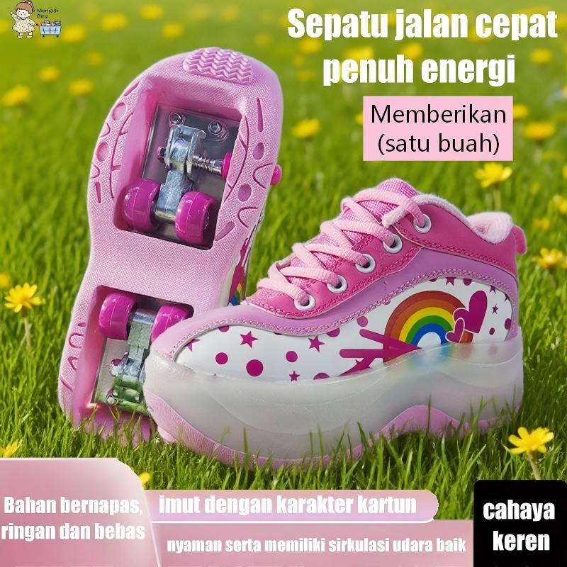 MATOUGUI-sepatu roda/sepatu roda Oxelo/Sepatu Skating LED Terbaru 2026 yang Dapat Disesuaikan,lampu kedip/tidak licin/anti goyang/lnline skate/star/ukuran dapat disesuaikan/pu/gaya bajaj/mode skateboard - Gambar 2