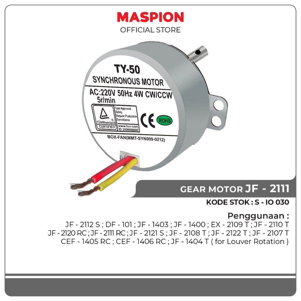 Maspion Electronic Sparepart Gear Motor Kipas Angin