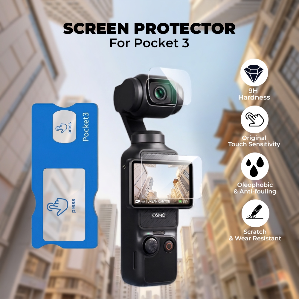 MATEI Tempered Glass 2in1 for DJI Pocket 3 Screen Protector Anti Gores Pelindung Layar dan Lensa OSMO POCKET3