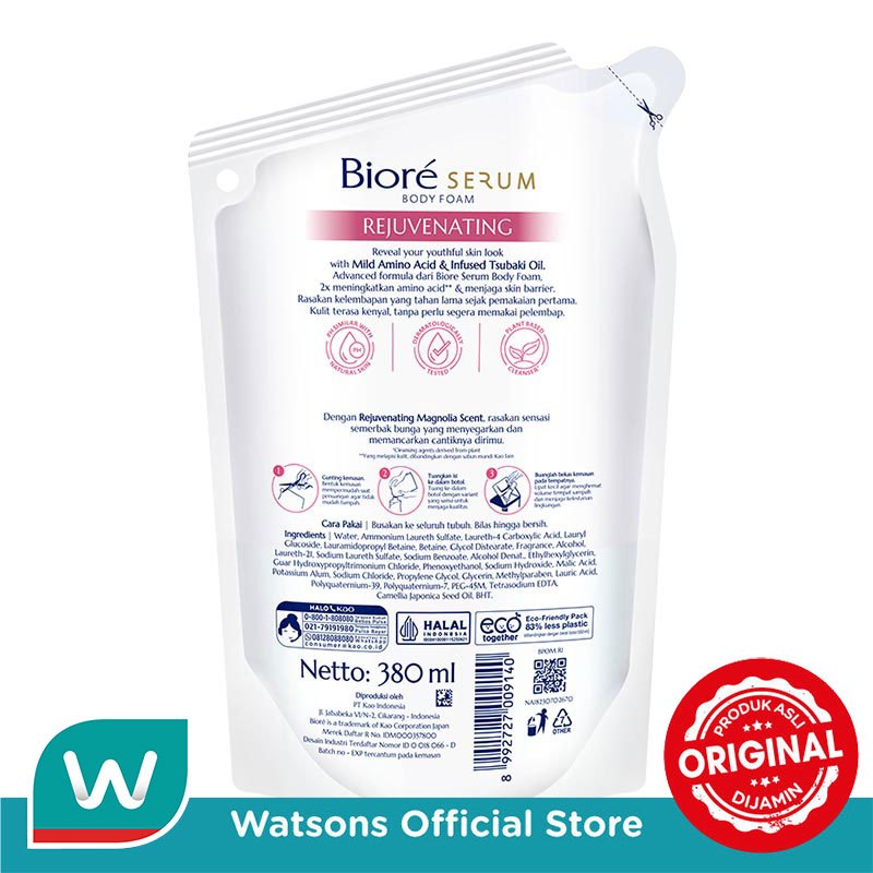 Biore Serum Sabun Mandi Cair Rejuvenating Pouch 380ml – 2X Melembabkan Kulit Sejak Pemakaian Pertama - Gambar 3