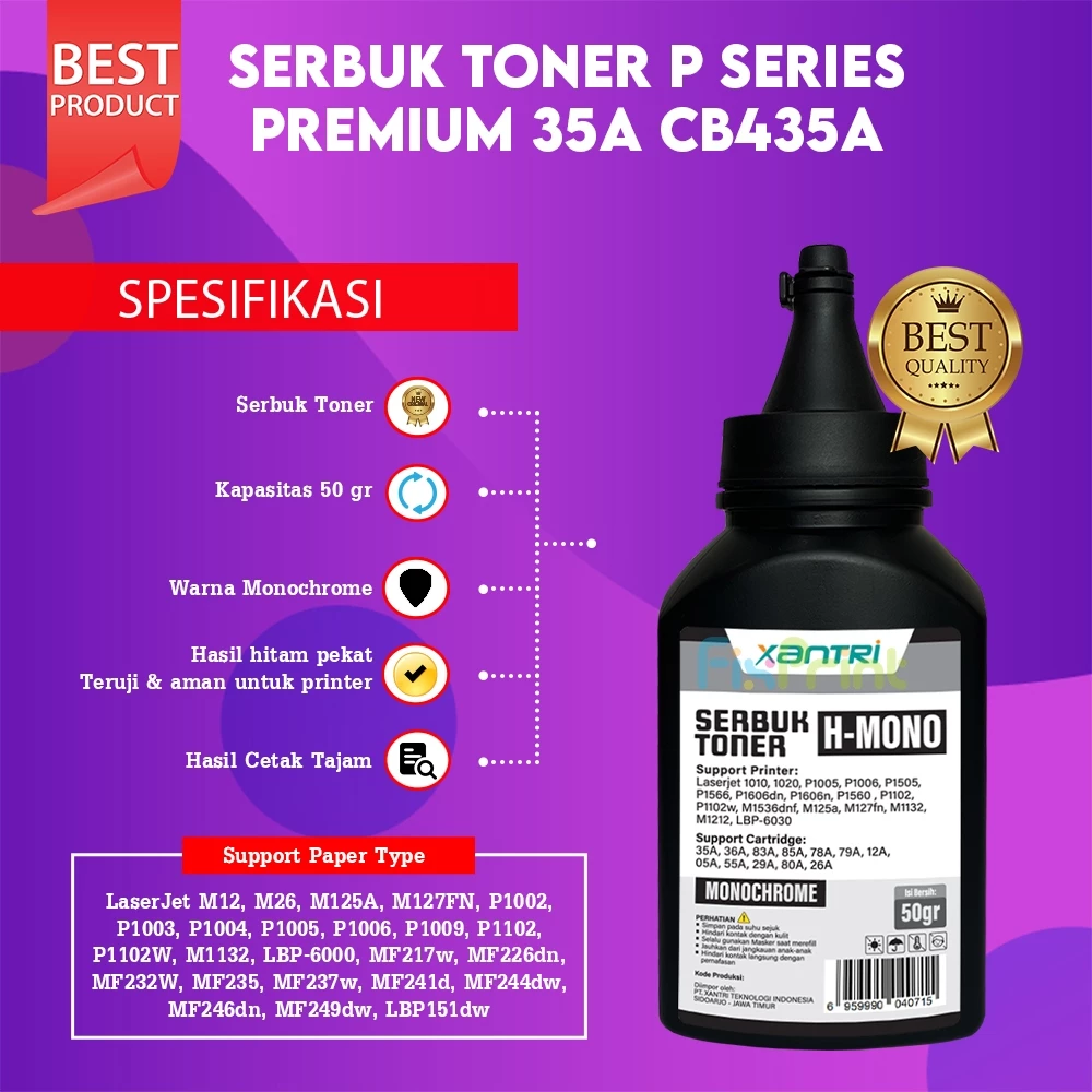 FixPrint 1x Refill Serbuk Toner 85A 35A 78A 79A 80A 83A 12A Printer Laserjet P1102 1010 1020 1022 M1132 - Gambar 2
