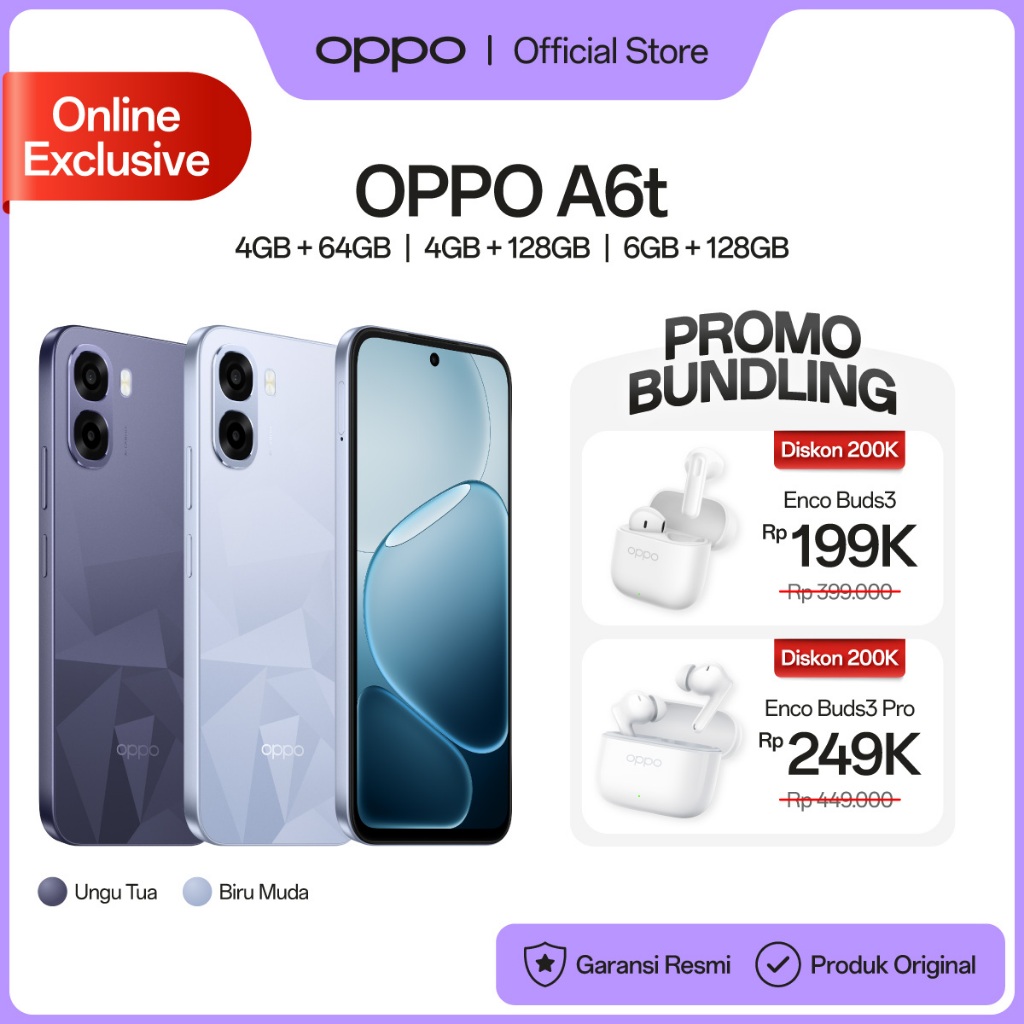 [BARU] OPPO A6t Online Exclusive 4+64/128GB & 6+128GB [Snapdragon 685, 6500mAh Large Battery, 120Hz Ultra High Refresh Rate] - Gambar 2