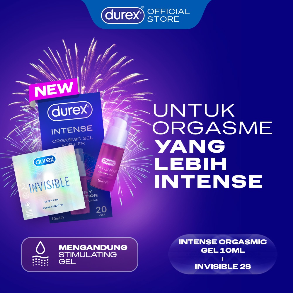 Durex Intense Gel 10ml - Gel orgasm wanita bukan pelumas atau lubricant & Durex Invisible Kondom Super Tipis - Kondom Aman Pria 2s
