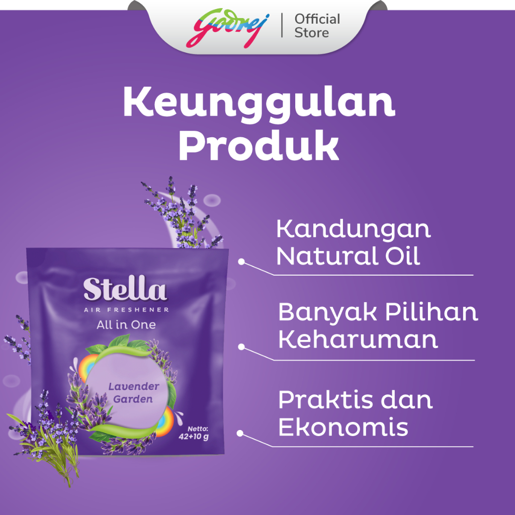 Stella All In One Lavender Garden 42+10gr x2 - Pengharum Ruangan - Gambar 3