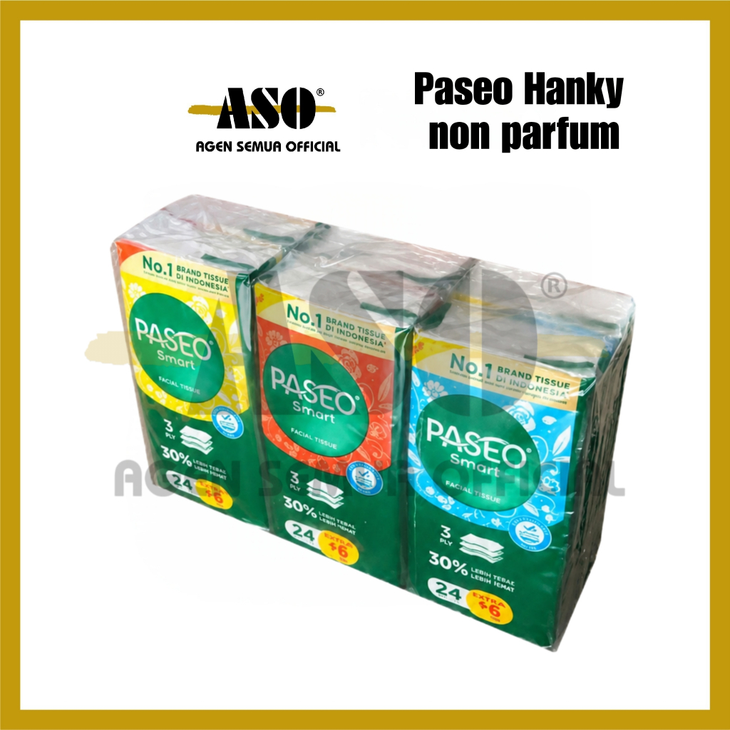 Tisu Tissue Paseo Hanky Facial Travel 24+6 s 3 Ply Per Lembar Tisu Wajah Kemasan Kantong Travelling Halus Non Parfum PROMO !!!