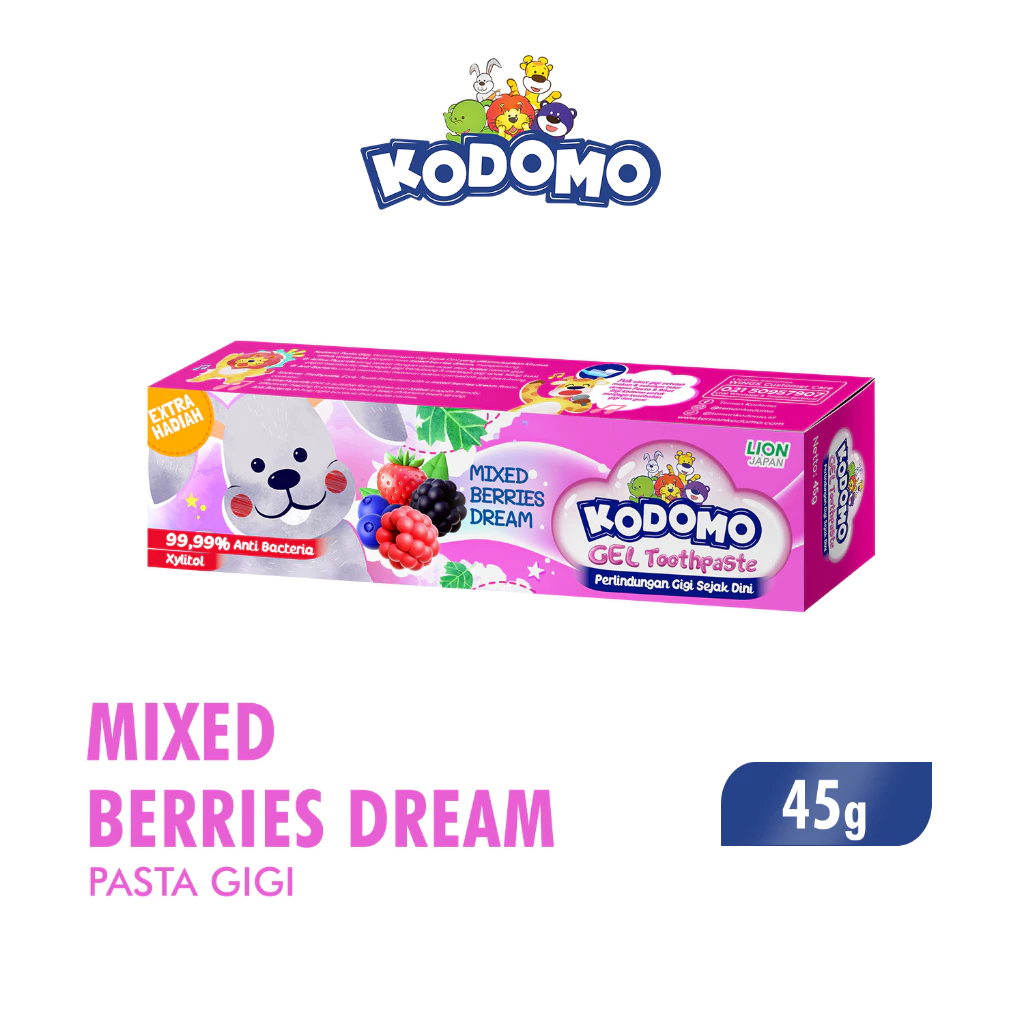 Kodomo Pasta Gigi Gel Mixed Berries Tube 45 gr