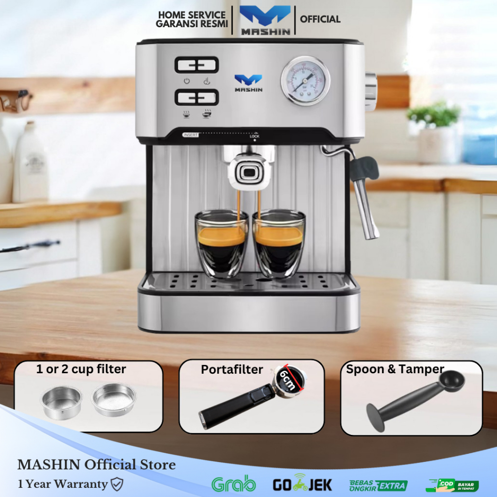 Mashin - PAKET Mesin Kopi Lengkap Coffee Maker Machine Espresso And Grinder - Gambar 4