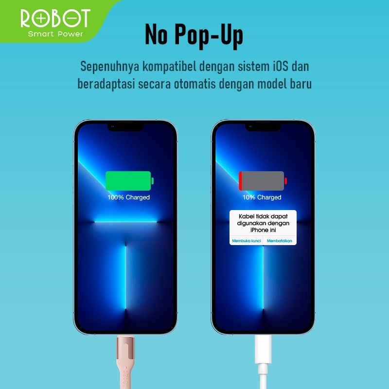 ROBOT Kabel Data 1M Original Fast Charging 2.4A Type-C Micro Lightning – Kabel Charger dan Transfer Data Cepat Tahan Lama Anti Kusut Desain Anyaman Kuat Aluminium Head – Garansi Resmi 1 Tahun - Gambar 4