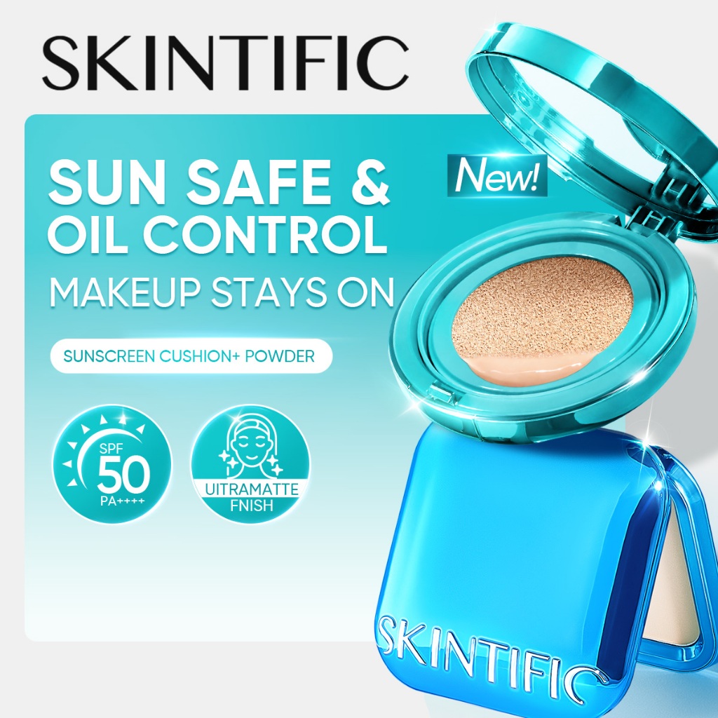 SKINTIFIC / 2PC Makeup Set Perfect Stay Serum Matte Cushion Foundation SPF50 PA++++ & Ultra Cover Powder Foundation BB&CC Cream Skin Tint Sun Protection Official Store