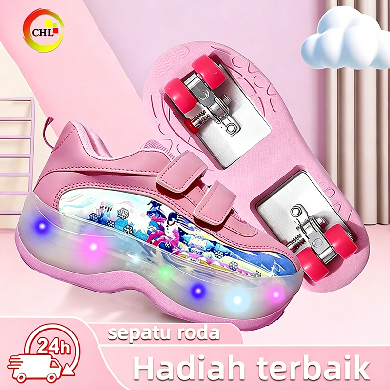 MATOUGUI sepatu roda Oxelo/sepatu roda untuk laki-laki,lampu kedip/tidak licin/anti goyang/lnline skate/star/ukuran dapat disesuaikan/pu/gaya bajaj/mode skateboard