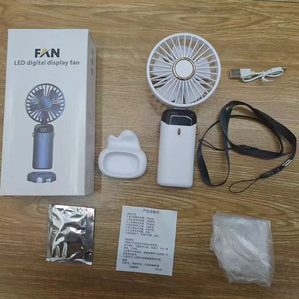 Kipas Angin Mini Portable Turbo Digital / Kipas Angin Lipat Genggam Portabel LED Digital Simple Terbaru Viral - Gambar 2