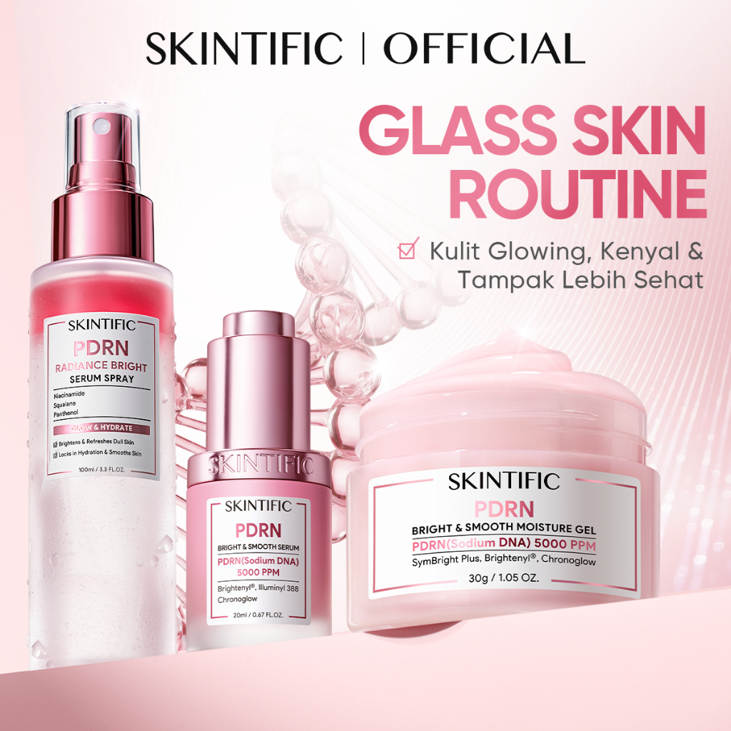 [NEW LACUNCH] SKINTIFIC - 3PCS PDRN Glowing Set / PDRN Brightening Serum Spray + Jelly Pads / Serum + Moisturizer / Niacinamide Toner Damask Rose Cleanser Moisture Gel Smooth Skincare - Gambar 2