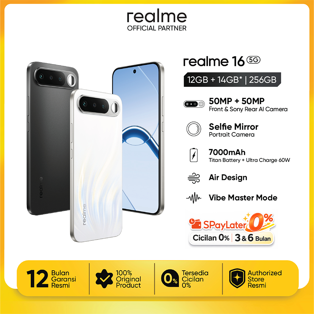 realme 16 5G 12GB+10GB*|256GB (Air design | 50MP Front & Sony Rear AI Cameras | Selfie Mirror | 7000mAh Titan Battery + 60W Ultra Charge | AI Instant Clip)