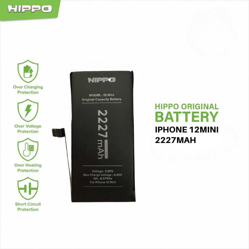 Hippo Baterai Baterry 100% ORI Baterai Iphone 12 Mini 2227 mAh Original Batere Premium Batu Batre Batrai Handphone Garansi Resmi