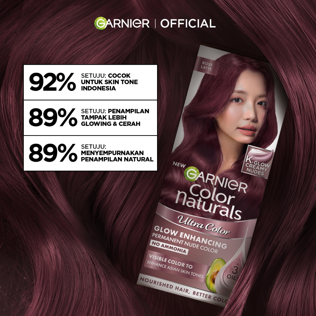 [INOVASI BARU] Garnier Hair Colour K-Glow Big Kit 105ml - Hair Color Korean Glow Kglow Enhancing Permanent Cat Rambut Tanpa Amonia Creamy Nudes Nyala Tanpa Bleaching Semir Rambut - Gambar 3