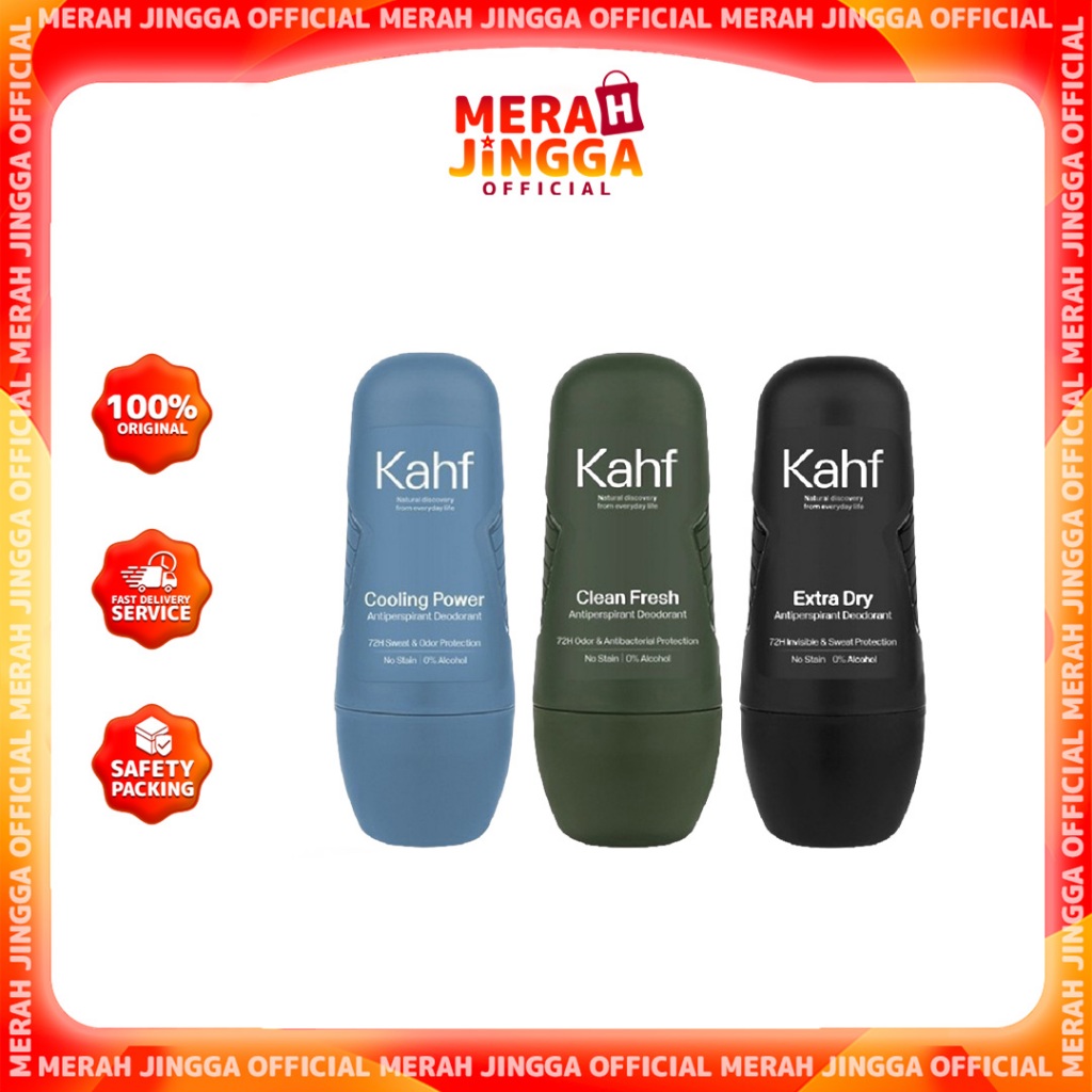 Kahf Antiperspirant Deodorant Roll On 45 ml - Deodorant Pria / Merah Jingga Official