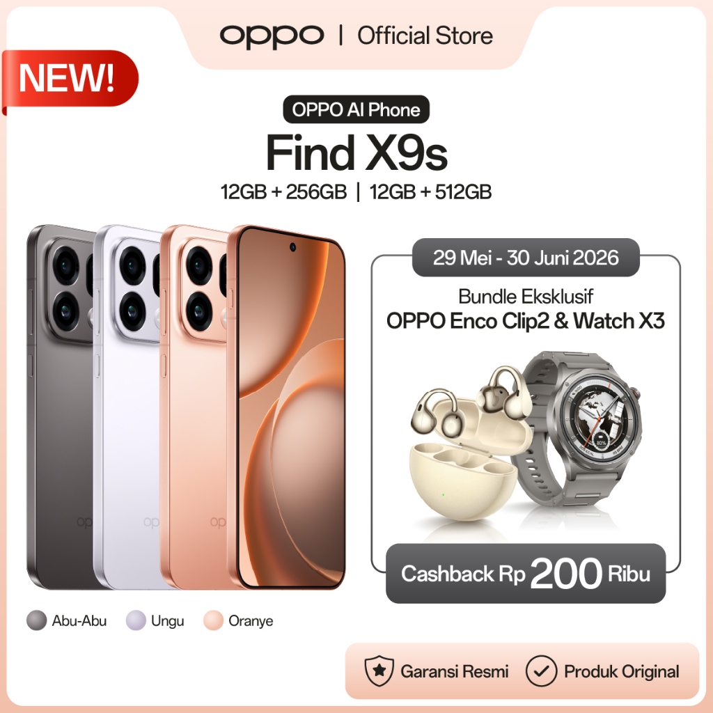 [NEW] OPPO Find X9s 12GB+256GB/512GB [50MP Tiga Kamera, Baterai Besar 7025mAh 80W SUPERVOOC, MediaTek Dimensity 9500s] - Gambar 2