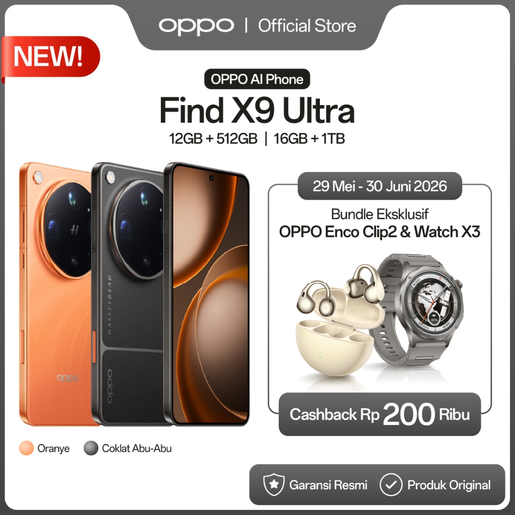 [NEW] OPPO Find X9 Ultra 12+512GB & 16GB+1TB [Hasselblad 50MP 10x Optik Telefoto, Kamera Ganda 200MP Hasselblad, Baterai Besar 7050mAh 100W SUPERVOOC, Video 8K Ultra Jernih] - Gambar 2