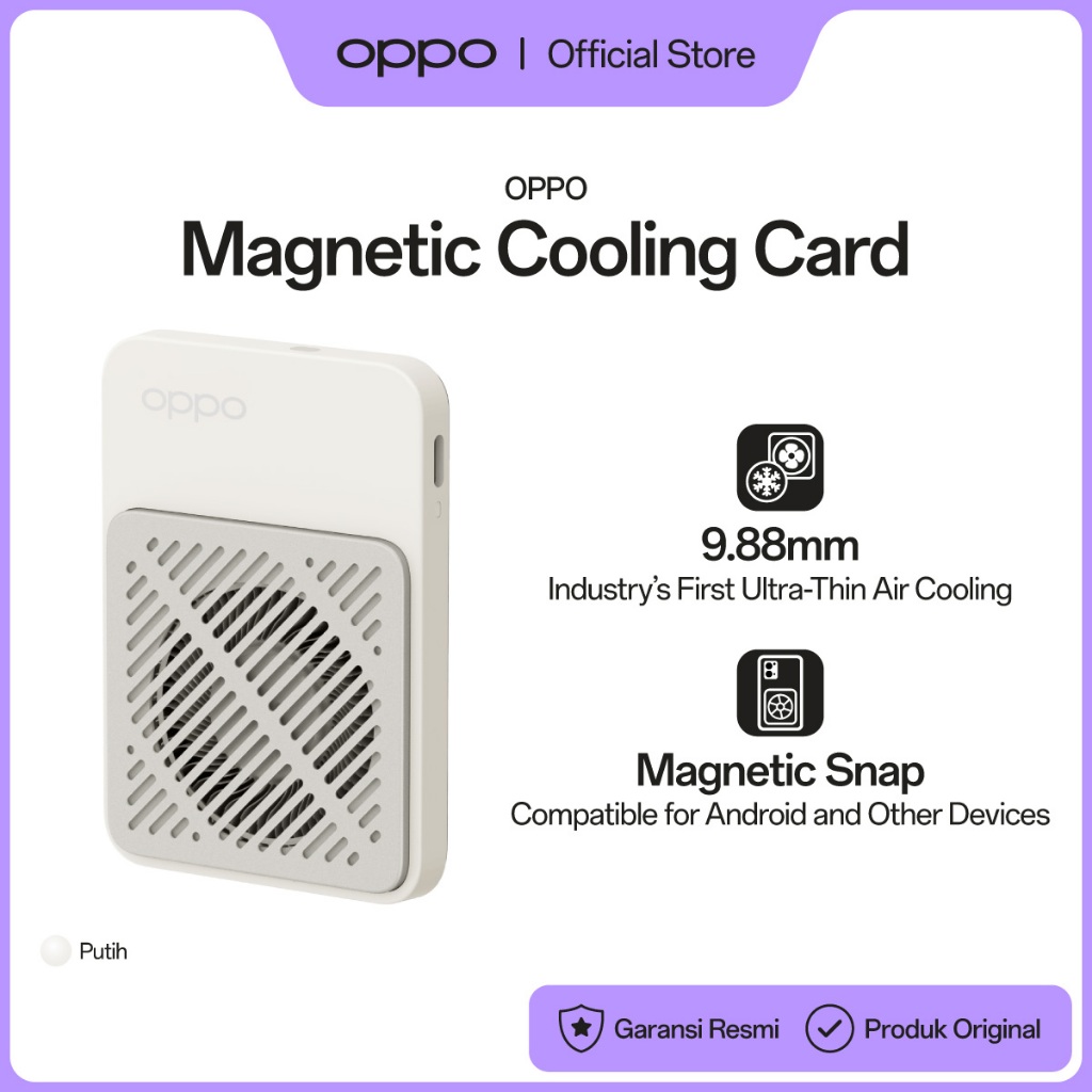 OPPO Magnetic Cooling Card PCV14 White Ultra Slim Lightweight Low Noise Dual Speed