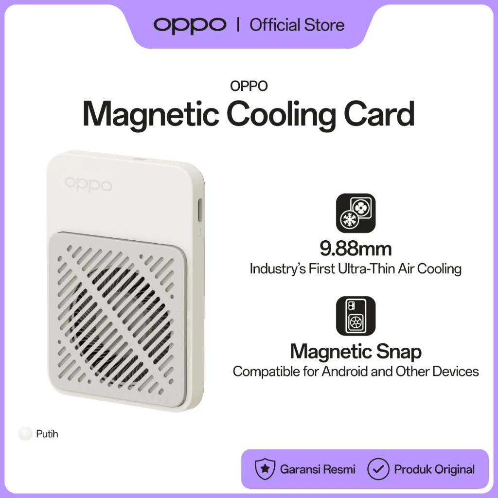 OPPO Magnetic Cooling Card PCV14 White Ultra Slim Lightweight Low Noise Dual Speed - Gambar 2