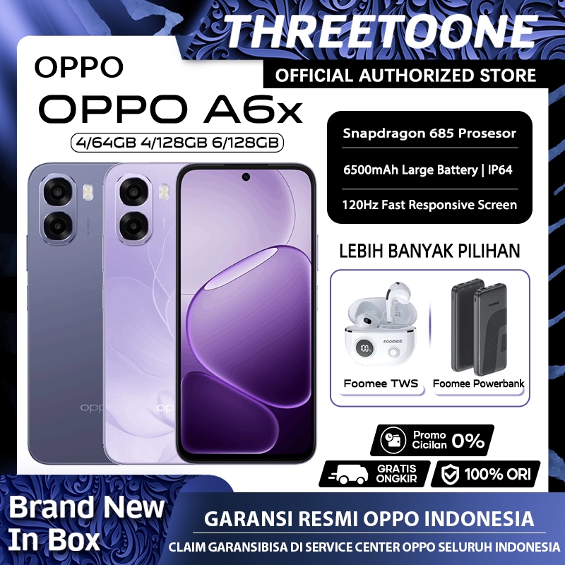 [NEW] OPPO A6x (4/128GB) Snapdragon 685 6500mAh Battery 45W SUPERVOOC Garansi Resmi HP Murah COD