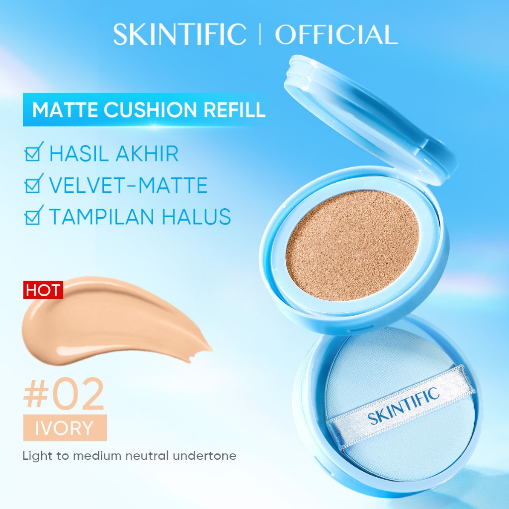 [2PC Bundle Promo]SKINTIFIC - CUSHION REFILL SERIES / Glow / Matte / Flawless Cushion Oil-Control bedak padat Foundation skin tint bb cream makeup powder - Gambar 4
