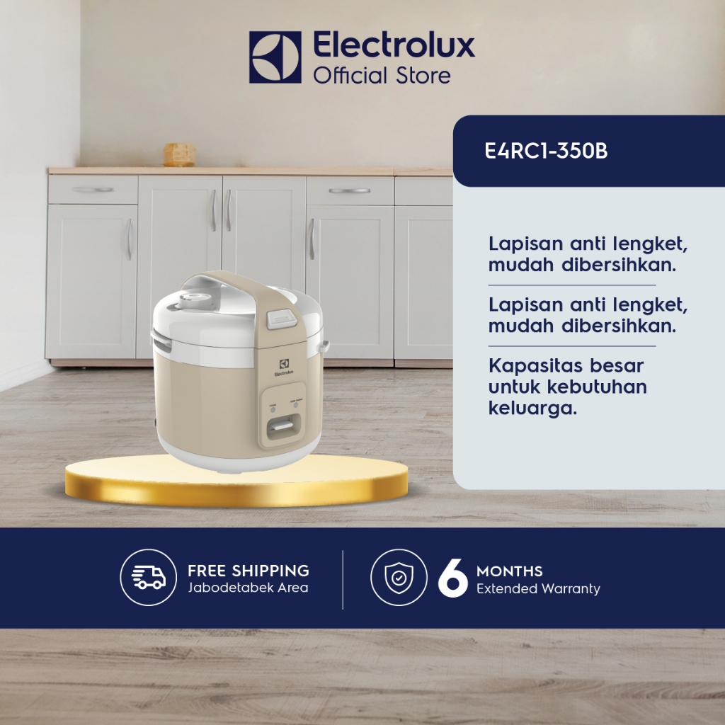 Electrolux Rice Cooker 1.8 liter 2 in 1 cook dan warm Panci anti lengket Penanak nasi  E4RC1-350B