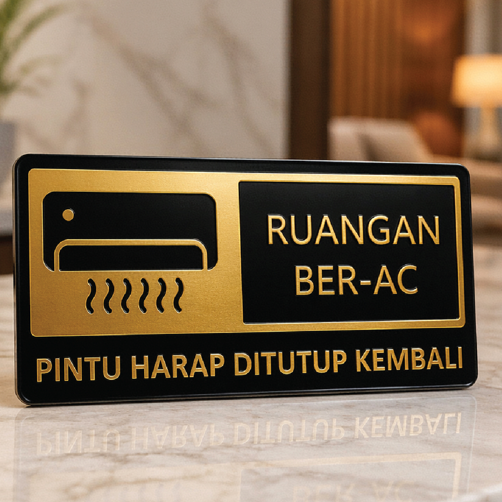 Sign Tanda Ruang ber AC harap tutup kembali akrilik timbul - Gambar 3