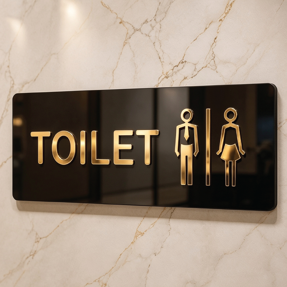 sign tanda toilet akrilik timbul gold