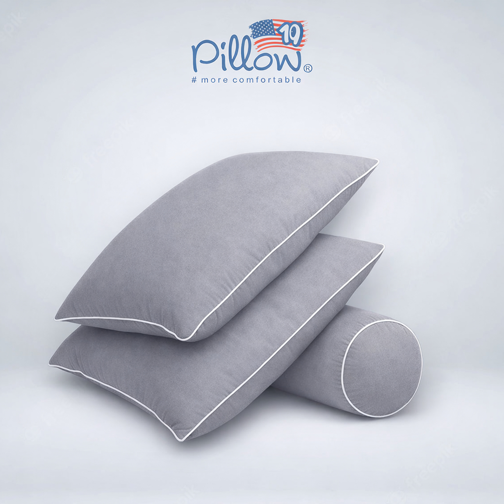 109 PILLOW - BANTAL GULING TIDUR HOTEL UKURAN LITE MEDIUM JUMBO - KAIN COVER ABU - Gambar 3