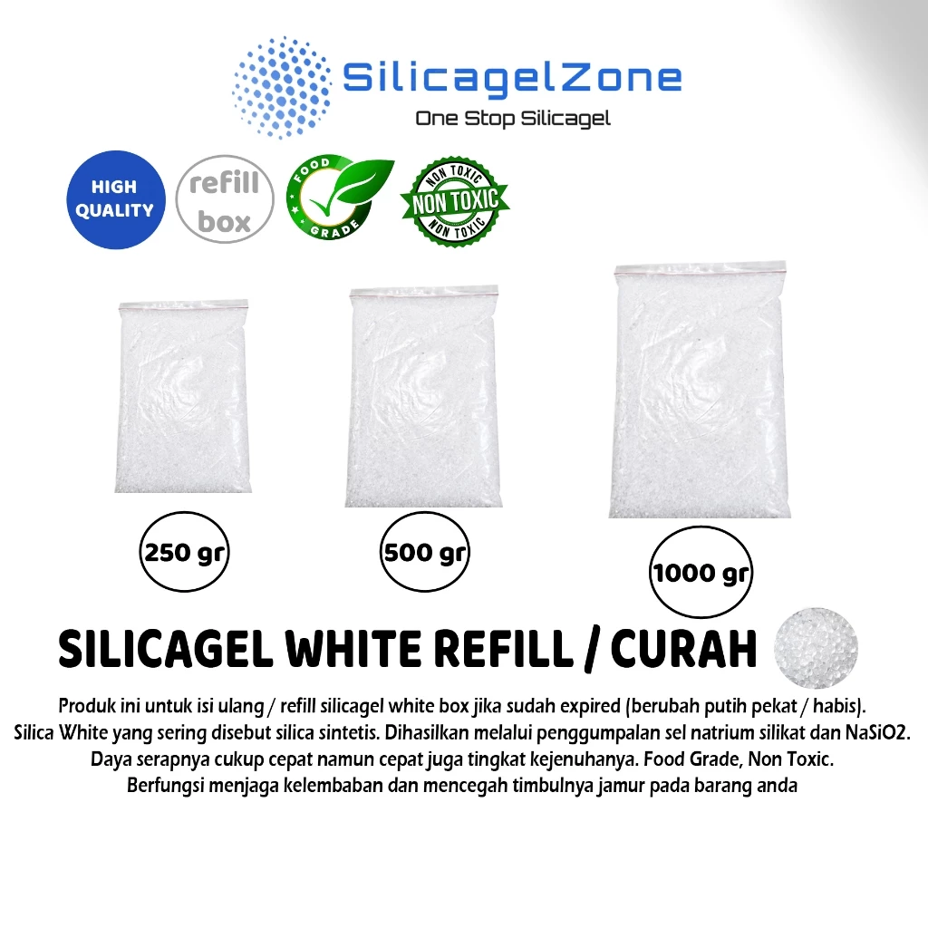 Silica Gel White Curah Refill Kemasan Ekonomis High Quality