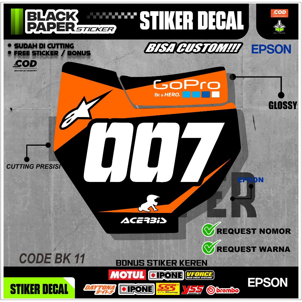 [BK 11] KTM 85 Number Plate Stickers Vinyl Material Already Cutting ...